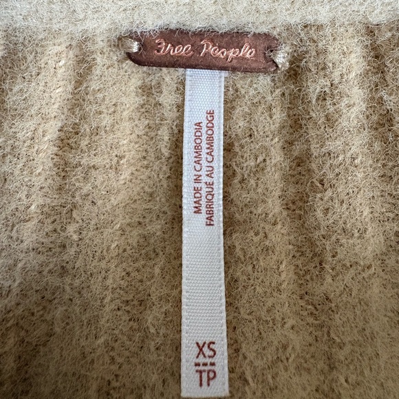 Free People Cream Ribbed Button Sweater - Picture 7 of 9